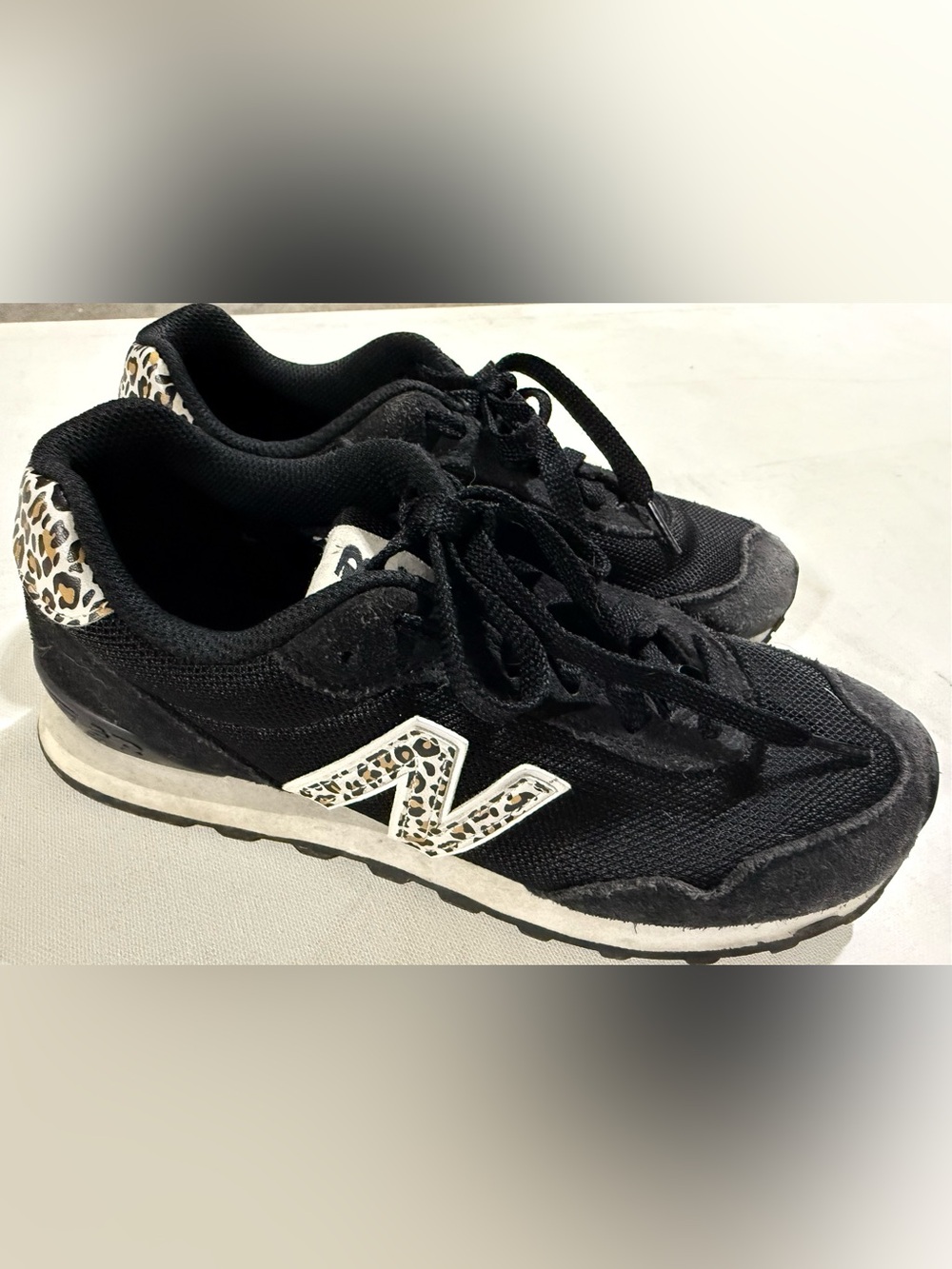 New Balance 515 Black Women's Sneakers with Leopard 'N' Accent Size-8